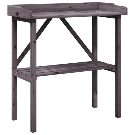 vidaXL Mesa para plantas con estante madera abeto gris 78x38x82,5 cm