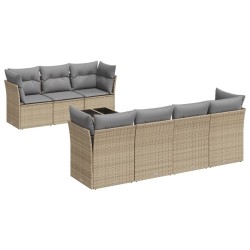 vidaXL Juego de sofás de jardín con cojines beige 8 pzas ratán PE