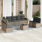 vidaXL Set de sofás de jardín 9 pzas con cojines ratán sintético beige vidaXL Set de sofás de jardín 9 pzas con cojines ratán sintético beige