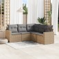 vidaXL Juego de sofás jardín con cojines 5 pzas ratán sintético beige vidaXL Juego de sofás jardín con cojines 5 pzas ratán sintético beige