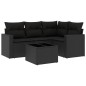vidaXL Set de muebles de jardín 5 pzas y cojines ratán sintético negro vidaXL Set de muebles de jardín 5 pzas y cojines ratán sintético negro