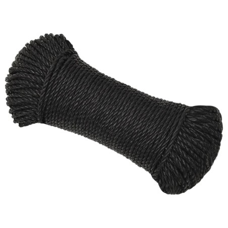 vidaXL Cuerda de trabajo polipropileno negro 3 mm 50 m