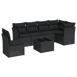 vidaXL Set sofás de jardín 6 piezas y cojines ratán sintético marrón