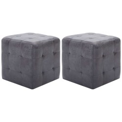 vidaXL Puf 2 unidades piel de ante artificial gris 30x30x30 cm