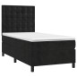 vidaXL Cama box spring con colchón terciopelo negro 100x200 cm vidaXL Cama box spring con colchón terciopelo negro 100x200 cm