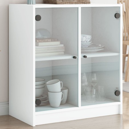 vidaXL Armario auxiliar con puertas de vidrio blanco 68x37x75,5 cm