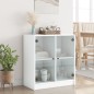 vidaXL Armario auxiliar con puertas de vidrio blanco 68x37x75,5 cm vidaXL Armario auxiliar con puertas de vidrio blanco 68x37x75,5 cm