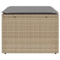 vidaXL Taburete de jardín con cojín ratán sintético beige 55x55x37cm