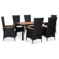 vidaXL Set comedor de jardín 7 piezas ratán sintético y madera negro vidaXL Set comedor de jardín 7 piezas ratán sintético y madera negro