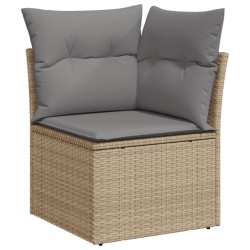 vidaXL Sillón de esquina de jardín con cojines ratán sintético beige