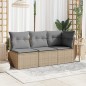vidaXL Sillón de esquina de jardín con cojines ratán sintético beige vidaXL Sillón de esquina de jardín con cojines ratán sintético beige