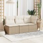 vidaXL Sofá de jardín sin reposabrazos con cojines ratán PE beige vidaXL Sofá de jardín sin reposabrazos con cojines ratán PE beige