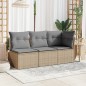 vidaXL Sillón de esquina de jardín con cojines ratán sintético beige vidaXL Sillón de esquina de jardín con cojines ratán sintético beige