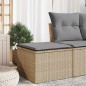 vidaXL Taburete de jardín con cojín ratán sintético beige 55x55x37cm vidaXL Taburete de jardín con cojín ratán sintético beige 55x55x37cm
