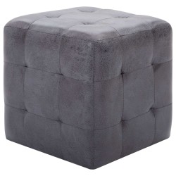 vidaXL Puf 2 unidades piel de ante artificial gris 30x30x30 cm