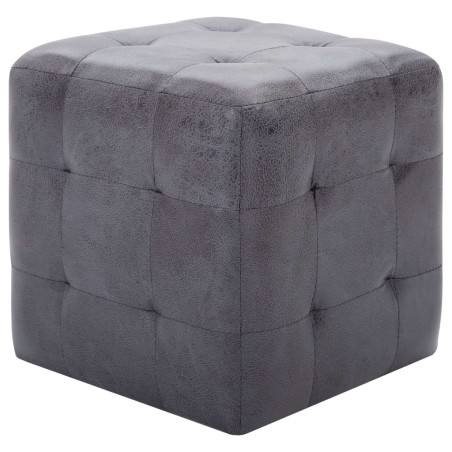 vidaXL Puf 2 unidades piel de ante artificial gris 30x30x30 cm