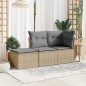 vidaXL Taburete de jardín con cojín ratán sintético beige 55x55x37cm vidaXL Taburete de jardín con cojín ratán sintético beige 55x55x37cm
