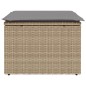 vidaXL Taburete de jardín con cojín ratán sintético beige 55x55x37cm vidaXL Taburete de jardín con cojín ratán sintético beige 55x55x37cm