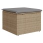 vidaXL Taburete de jardín con cojín ratán sintético beige 55x55x37cm vidaXL Taburete de jardín con cojín ratán sintético beige 55x55x37cm