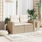 vidaXL Sofá de jardín con cojines de 2 plazas ratán sintético beige vidaXL Sofá de jardín con cojines de 2 plazas ratán sintético beige