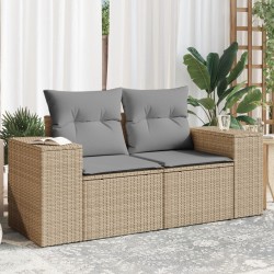 vidaXL Sofá de jardín con cojines de 2 plazas ratán sintético beige