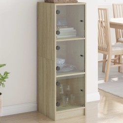 vidaXL Aparador con puertas de vidrio roble Sonoma 35x37x109 cm