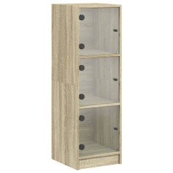 vidaXL Aparador con puertas de vidrio roble Sonoma 35x37x109 cm