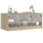 vidaXL Mesa de centro con puertas de vidrio roble Sonoma 102x50x42 cm vidaXL Mesa de centro con puertas de vidrio roble Sonoma 102x50x42 cm