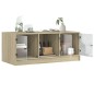 vidaXL Mesa de centro con puertas de vidrio roble Sonoma 102x50x42 cm vidaXL Mesa de centro con puertas de vidrio roble Sonoma 102x50x42 cm