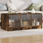 vidaXL Mesa de centro con puertas de vidrio roble ahumado 102x50x42 cm vidaXL Mesa de centro con puertas de vidrio roble ahumado 102x50x42 cm