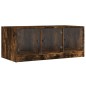vidaXL Mesa de centro con puertas de vidrio roble ahumado 102x50x42 cm vidaXL Mesa de centro con puertas de vidrio roble ahumado 102x50x42 cm