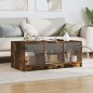 vidaXL Mesa de centro con puertas de vidrio roble ahumado 102x50x42 cm vidaXL Mesa de centro con puertas de vidrio roble ahumado 102x50x42 cm
