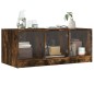 vidaXL Mesa de centro con puertas de vidrio roble ahumado 102x50x42 cm vidaXL Mesa de centro con puertas de vidrio roble ahumado 102x50x42 cm