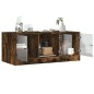 vidaXL Mesa de centro con puertas de vidrio roble ahumado 102x50x42 cm vidaXL Mesa de centro con puertas de vidrio roble ahumado 102x50x42 cm