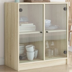 vidaXL Armario auxiliar puertas de vidrio roble Sonoma 68x37x75,5 cm