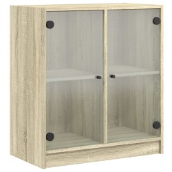 vidaXL Armario auxiliar puertas de vidrio roble Sonoma 68x37x75,5 cm