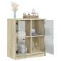 vidaXL Armario auxiliar puertas de vidrio roble Sonoma 68x37x75,5 cm