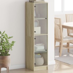 vidaXL Aparador con puertas de vidrio roble Sonoma 35x37x142 cm