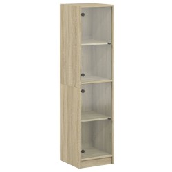 vidaXL Aparador con puertas de vidrio roble Sonoma 35x37x142 cm