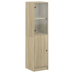 vidaXL Aparador con puerta de vidrio roble Sonoma 35x37x142 cm