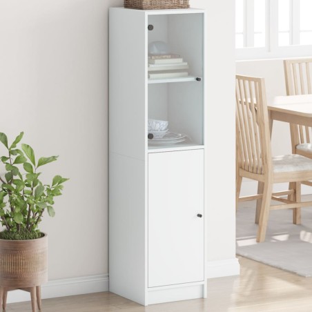 vidaXL Aparador con puerta de vidrio blanco 35x37x142 cm