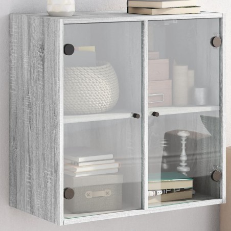 vidaXL Mueble de pared puertas de vidrio gris Sonoma 68x37x68,5 cm