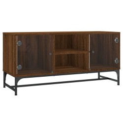 vidaXL Mueble de TV con puertas de vidrio marrón roble 102x37x50 cm