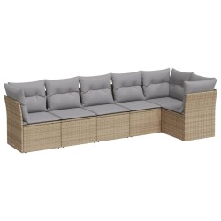 vidaXL Juego de sofás jardín con cojines 6 pzas ratán sintético beige