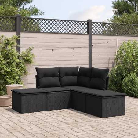 vidaXL Set de muebles de jardín 5 pzas y cojines ratán sintético negro