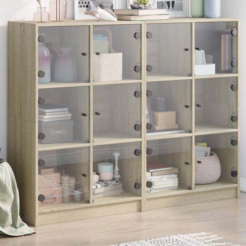 vidaXL Estantería con puertas madera roble Sonoma 136x37x109 cm vidaXL Estantería con puertas madera roble Sonoma 136x37x109 cm