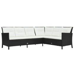 vidaXL Set de muebles de jardín 3 pzas y cojines ratán sintético negro