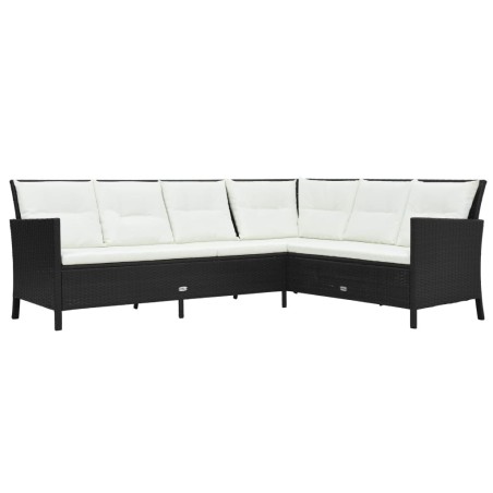 vidaXL Set de muebles de jardín 3 pzas y cojines ratán sintético negro