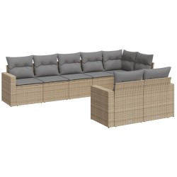 vidaXL Juego de sofás de jardín con cojines beige 8 pzas ratán PE