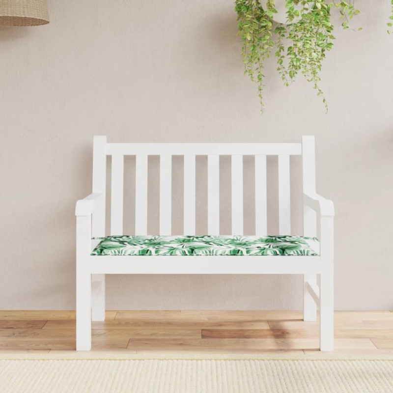 vidaXL Cojín banco de jardín tela Oxford estampado hojas 120x50x3 cm vidaXL Cojín banco de jardín tela Oxford estampado hojas 120x50x3 cm